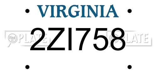 2ZI758 Virginia License Plate