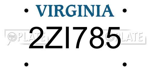 2ZI785 Virginia License Plate