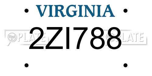 2ZI788 Virginia License Plate