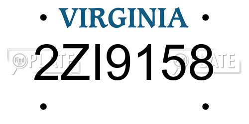 2ZI9158 Virginia License Plate
