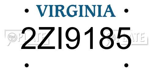 2ZI9185 Virginia License Plate