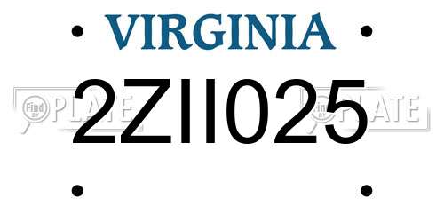 2ZII025 Virginia License Plate