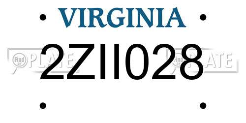 2ZII028 Virginia License Plate