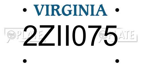 2ZII075 Virginia License Plate