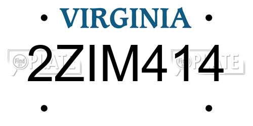 2ZIM414 Virginia License Plate