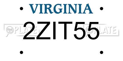2ZIT55 Virginia License Plate