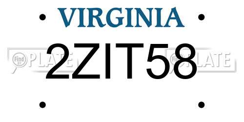 2ZIT58 Virginia License Plate