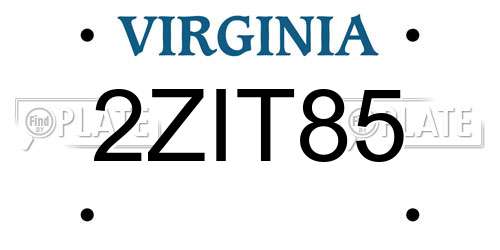 2ZIT85 Virginia License Plate