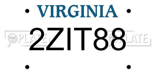 2ZIT88 Virginia License Plate