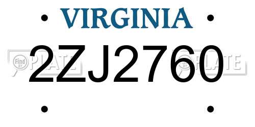 2ZJ2760 Virginia License Plate