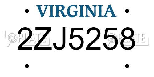 2ZJ5258 Virginia License Plate