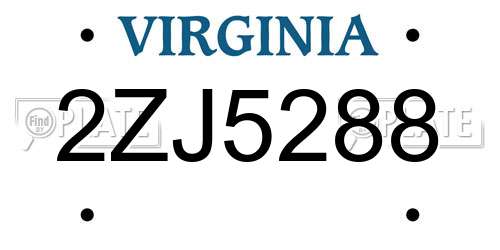 2ZJ5288 Virginia License Plate