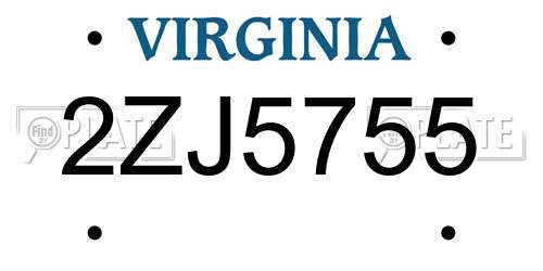 2ZJ5755 Virginia License Plate