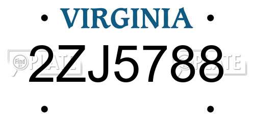 2ZJ5788 Virginia License Plate