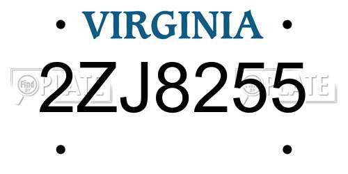 2ZJ8255 Virginia License Plate