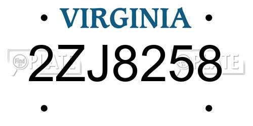 2ZJ8258 Virginia License Plate