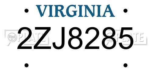 2ZJ8285 Virginia License Plate