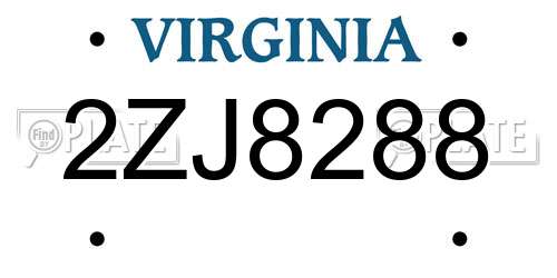 2ZJ8288 Virginia License Plate