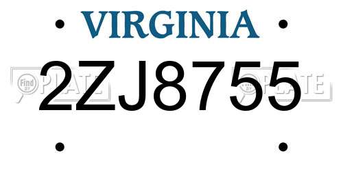 2ZJ8755 Virginia License Plate