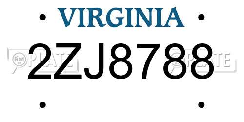 2ZJ8788 Virginia License Plate