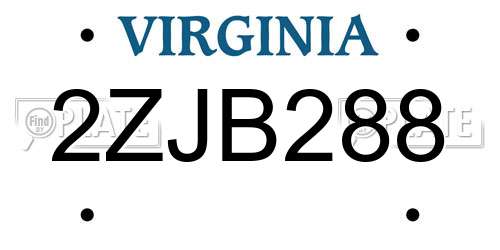 2ZJB288 Virginia License Plate
