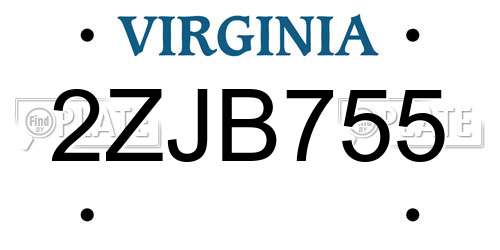 2ZJB755 Virginia License Plate