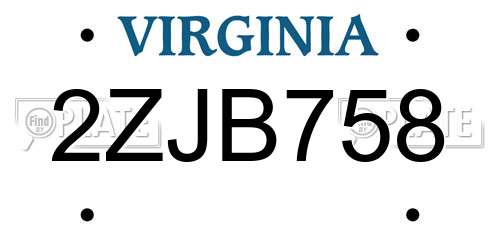 2ZJB758 Virginia License Plate