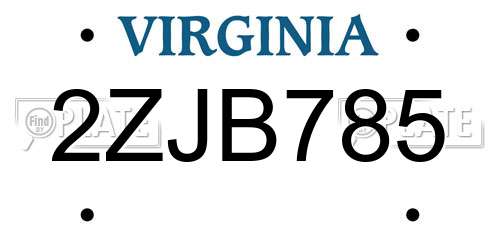 2ZJB785 Virginia License Plate