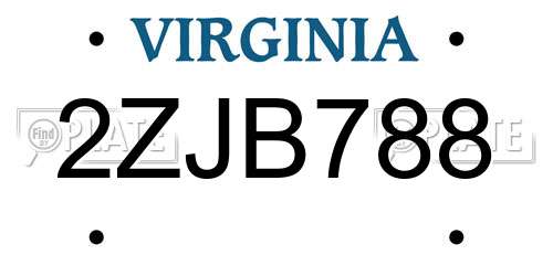 2ZJB788 Virginia License Plate
