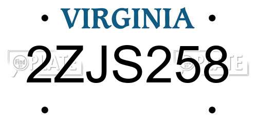2ZJS258 Virginia License Plate