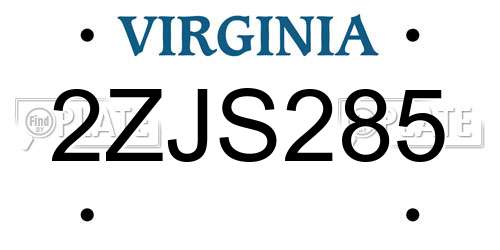 2ZJS285 Virginia License Plate