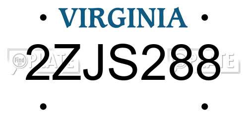 2ZJS288 Virginia License Plate