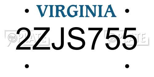 2ZJS755 Virginia License Plate