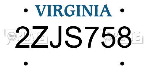 2ZJS758 Virginia License Plate