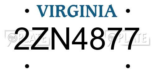 2ZN4877 Virginia License Plate