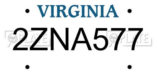 2ZNA577 Virginia License Plate