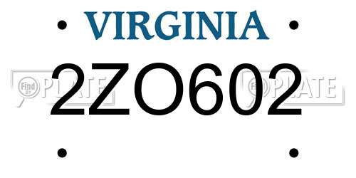 2ZO602 Virginia License Plate