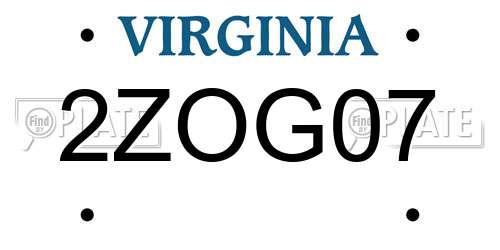 2ZOG07 Virginia License Plate