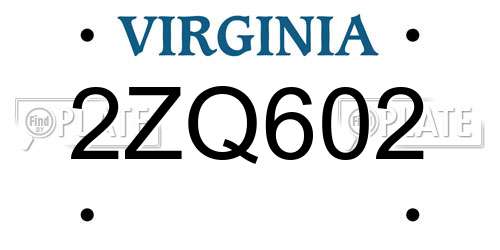 2ZQ602 Virginia License Plate