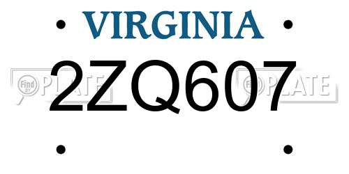 2ZQ607 Virginia License Plate