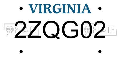 2ZQG02 Virginia License Plate