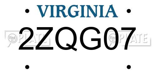 2ZQG07 Virginia License Plate