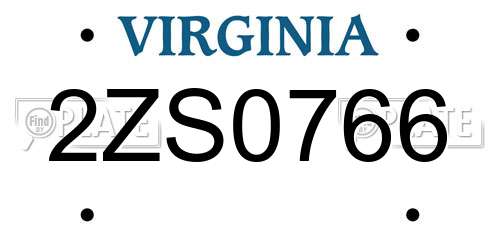 2ZS0766 Virginia License Plate