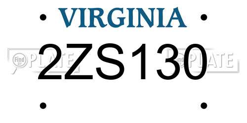2ZS130 Virginia License Plate
