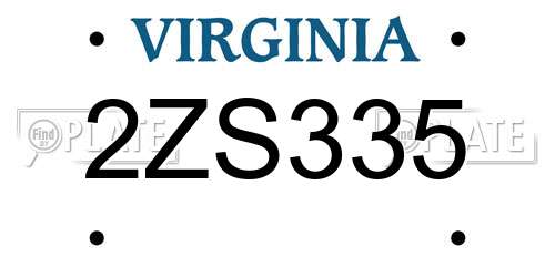 2ZS335 Virginia License Plate