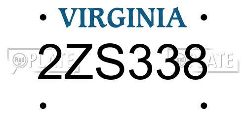 2ZS338 Virginia License Plate