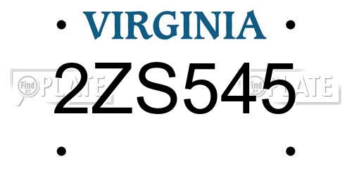 2ZS545 Virginia License Plate