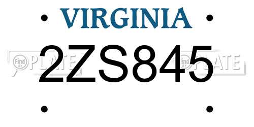 2ZS845 Virginia License Plate