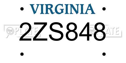 2ZS848 Virginia License Plate
