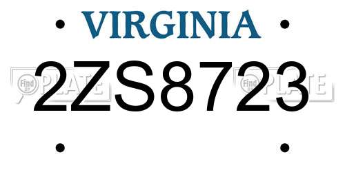 2ZS8723 Virginia License Plate